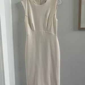 Express Cream Sleeveless Sheath Midi Dress